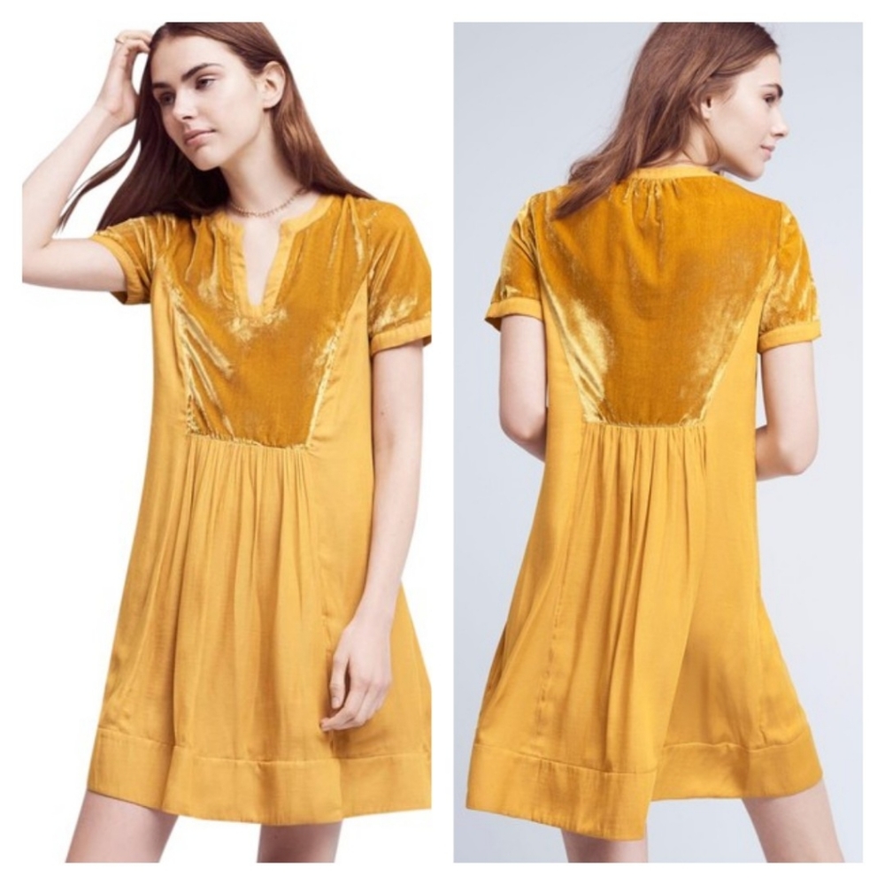 Anthropologie Velvet Tunic - Marigold